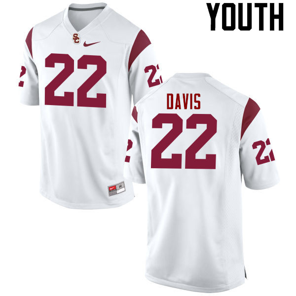 Youth #22 Justin Davis USC Trojans College Football Jerseys-White